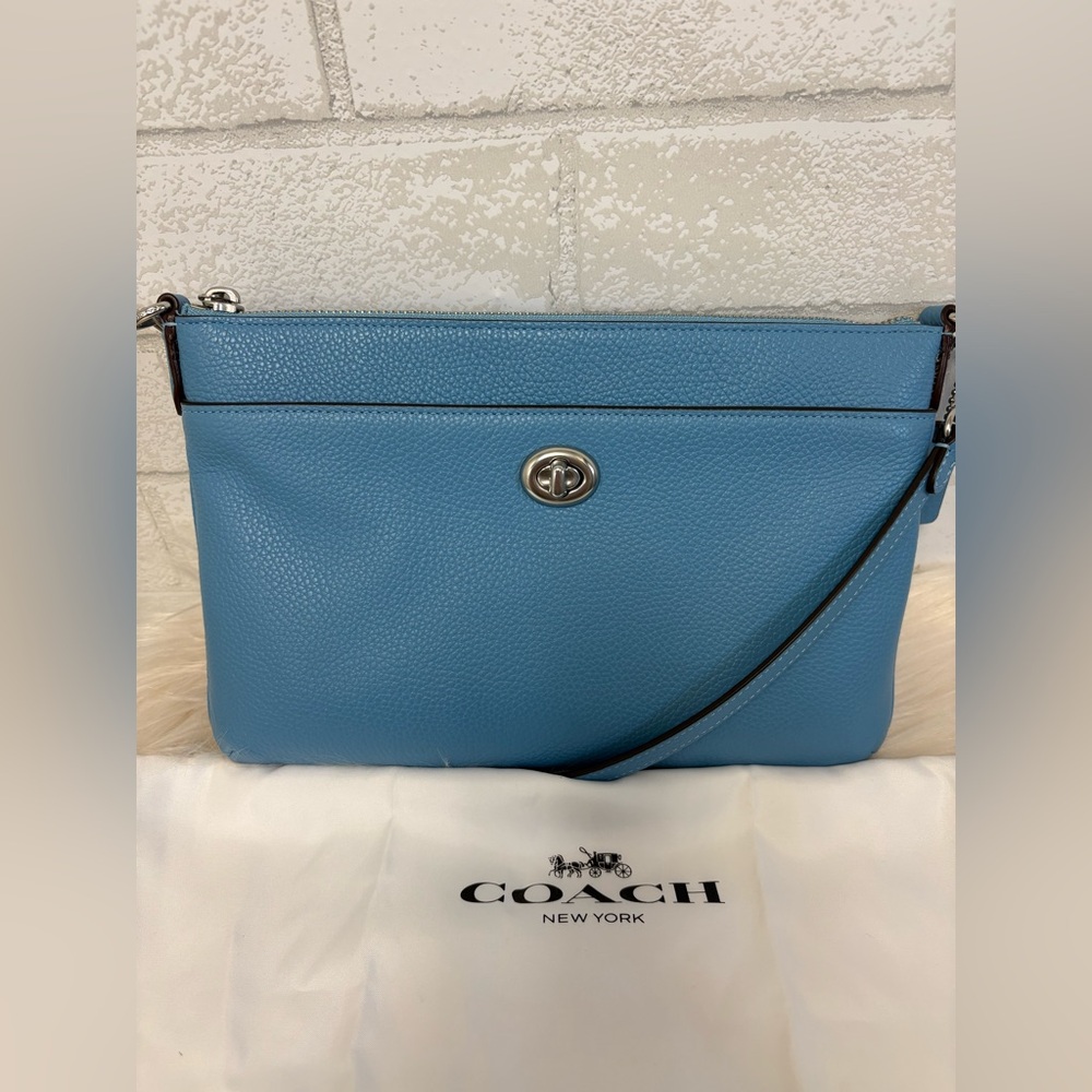 Coach Poppy Blue Leather Crossbody Bag C3376